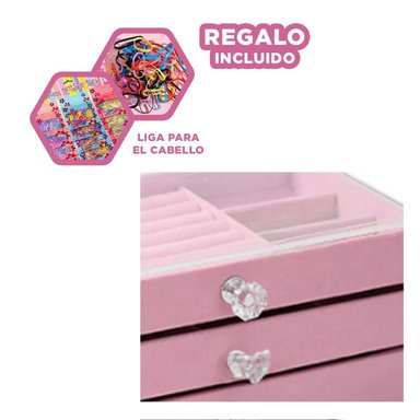 JOYERO RYBIU BE32232 ESTUCHE MODERNO MAQUILLAJE + LIGAS REGALO ROSADO