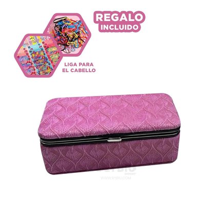JOYERO RYBIU BE32230 ESTUCHE MODERNO MAQUILLAJE + LIGAS REGALO ROSADO