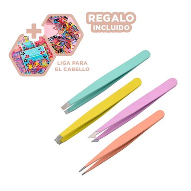 COMBO RYBIU PINZAS DEPILAR MULTICOLOR + LIGAS REGALO