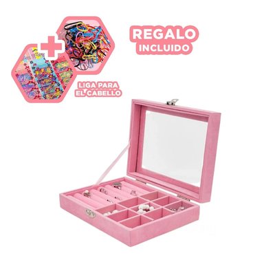 SET ESTUCHE RYBIU BE32251 TERCIOPELO ROSADO MUY HERMOSO COMODO + LIGAS REGALO