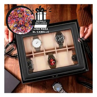 CAJA RYBIU BE32335 NEGRO VERSATIL GUARDAR RELOJES + LIGAS REGALO
