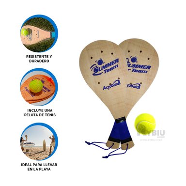 RAQUETAS TENIS RYBIU MADERA MODERNA Y ATRACTICA BEIGE + GIFT MINIAGENDA - 2