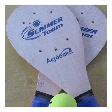 PALETAS TENIS RYBIU MADERA COMPACTAS Y EFICIENTES BEIGE + PAPEL REGALO