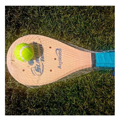 JUEGO PLAYA TENIS RYBIU MADERA ADULTO CON PELOTA BEIGE + LIGAS REGALO - 2