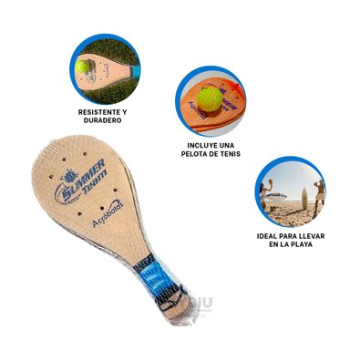 RAQUETAS TENIS RYBIU MADERA PRACTICAS Y DURAS BEIGE + REGALO AGENDITA
