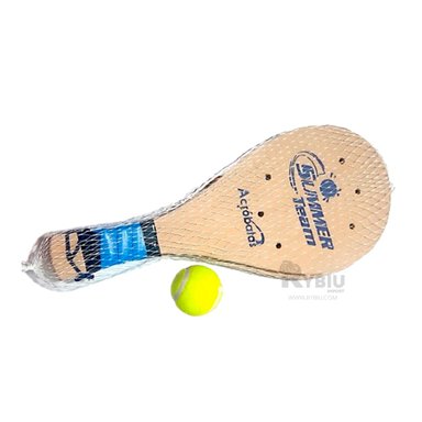 PALETAS TENIS RYBIU MADERA ARTICULO DEPORTE BEIGE + BANDERITAS ADHESIVAS - 4
