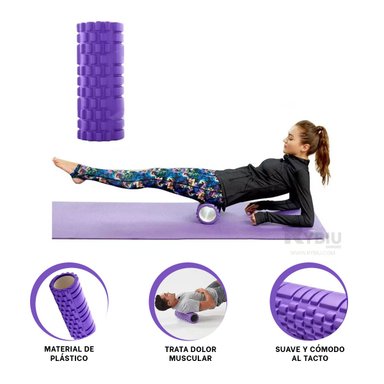 RODILLO RYBIU DE29532 LARGO 29X9CM FITNESS MORADO + LIGAS REGALO
