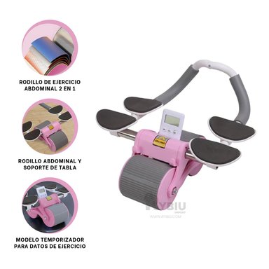 RUEDA ABDOMINAL RYBIU DE30173 ARO 2 EN 1 FORMA ROSADO + REGALO LIGAS PEINAR