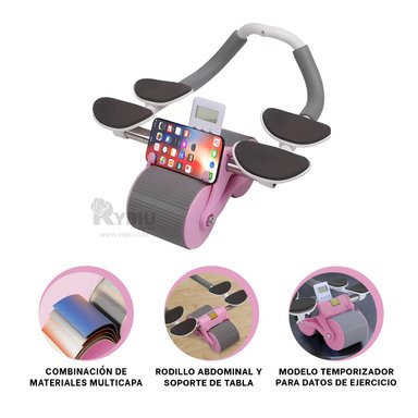 RUEDA ABDOMINAL RYBIU DE30173 ARO 2 EN 1 FORMA ROSADO + REGALO LIGAS PEINAR - 4