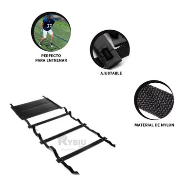 ESCALERA RYBIU DE30296 40CM CON 10 PASOS CROSSFIT NEGRO + LIGAS REGALO