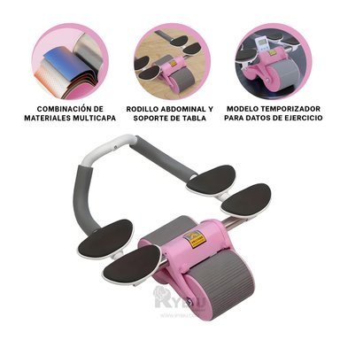RUEDA ABDOMINAL RYBIU DE30173 ARO ENTRENAMIENTO ROSADO + BANDERITAS ADHESIVAS