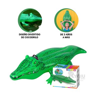 INFLABLE RYBIU 58562NP VERDE NADO COCODRILO 203X114CM + BANDERITAS ADHESIVAS - 3