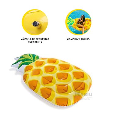 SALVAVIDAS RYBIU 58761EU AMARILLO LIGERO DISEÑO PINA 124X216CM + GIFT STICKERS