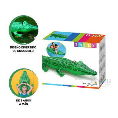 SALVAVIDAS RYBIU 58562NP VERDE COCODRILO 203X114CM + ENVOLTORIO REGALO