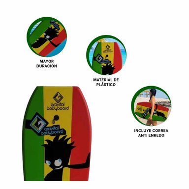 TABLA NATACIÓN RYBIU BODY BOARD ESTILIZADA NIÑOS MULTICOLOR + PAPEL REGALO - 3