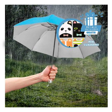 PARAGUAS RYBIU VE30207 DISEÑO ERGONOMICO + GIFT MINIAGENDA CELESTE