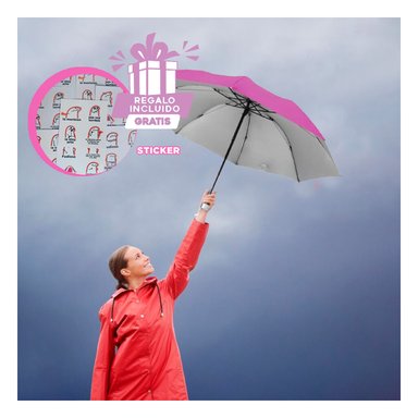 PARAGUAS RYBIU VE30204 LIGERO Y PORTATIL + REGALO STICKERS FUCSIA