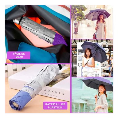 SOMBRILLA RYBIU VE30202 PROTECTOR LLUVIA PORTÁTIL + POST-IT ADHESIVOS MORADO