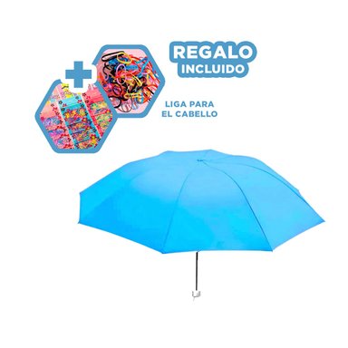 SOMBRILLA RYBIU VE30207 PARASOL DIVERTIDO + REGALO LIGAS PEINAR CELESTE