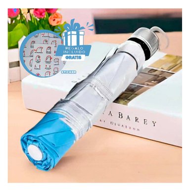 PARAGUAS RYBIU VE30207 COMODO LLEVAR + REGALO STICKERS CELESTE