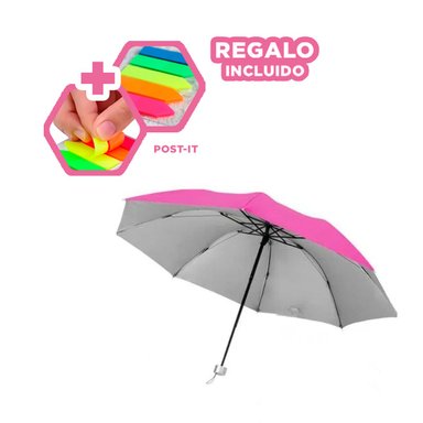 SOMBRILLA RYBIU VE30206 PARASOL BOLSILLO CHICO + BANDERITAS ADHESIVAS ROSADO