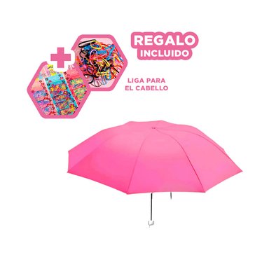 SOMBRILLA RYBIU VE30206 PARASOL EFICIENTE + REGALO LIGAS PEINAR ROSADO