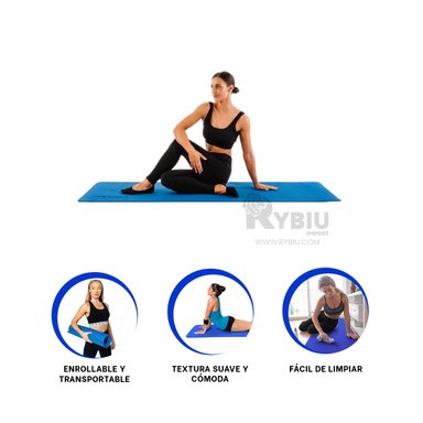 MAT RYBIU DE30606 10MM VERSATIL YOGA AZUL + LIGAS REGALO