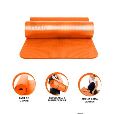 MAT RYBIU DE30605 10MM FUNCIONAL YOGA ANARANJADO + GIFT STICKERS