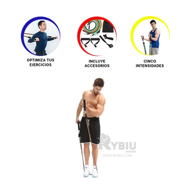 KIT YOGA 5 LIGAS RYBIU DE30658 MULTICOLOR FUERTES + GIFT STICKERS