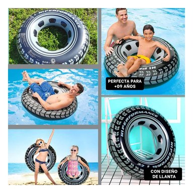 FLOTADOR CON FORMA DE LLANTA DE 91 CM PARA PISCINA Y JUEGOS EN AGUA - 5