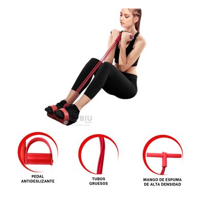 ELÁSTICO RYBIU DE30577 PILATES FUNCIONAL ROJO + LIGAS REGALO