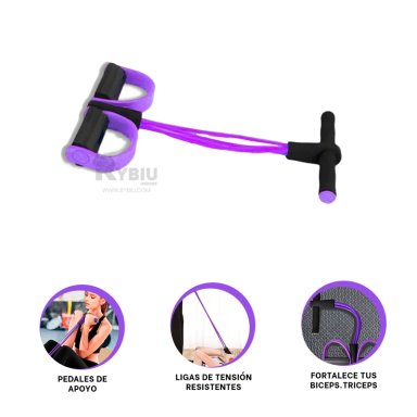ELÁSTICO RYBIU DE30586 VERSATIL PILATES MORADO Y NEGRO + LIGAS REGALO