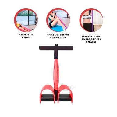 ELÁSTICO RYBIU DE30588 FIT ROJO Y NEGRO + BANDERITAS ADHESIVAS