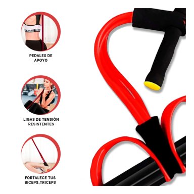 ELÁSTICO RYBIU DE30588 VERSATIL PILATES ROJO Y NEGRO + LIGAS REGALO