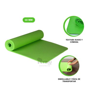 MAT RYBIU DE30611 10MM YOGA VERDE + REGALO LIGAS PEINAR