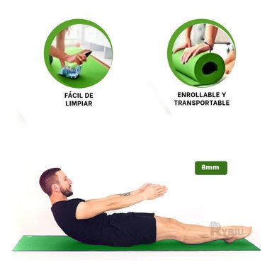MAT YOGA RYBIU DE30625 8MM HECHO GOMA EVA VERDE + GIFT MINIAGENDA