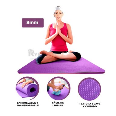 COLCHONETA RYBIU DE30620 8MM ANTIDESLIZANTE LILA + LIGAS REGALO