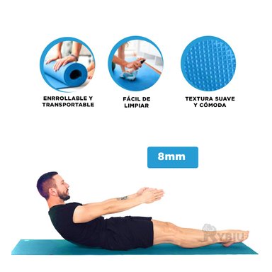 COLCHONETA RYBIU DE30621 8MM YOGA CELESTE + BANDERITAS ADHESIVAS