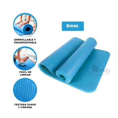 COLCHONETA RYBIU DE30621 8MM ANTIDESLIZANTE CELESTE + LIGAS REGALO