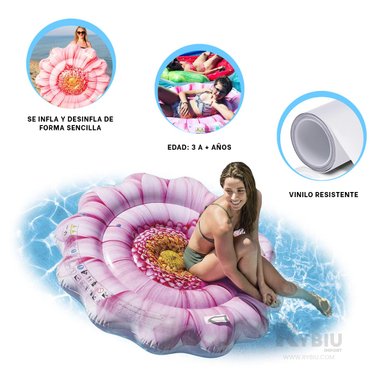 SALVAVIDAS RYBIU 58787EU ROSADO LIGERO FORMA GIRASOL 142X142CM + GIFT STICKERS