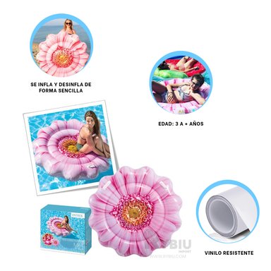 FLOTADOR RYBIU 58787EU ROSADO CON DISEÑO GIRASOL 142X142CM + PAPEL REGALO - 3