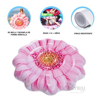 FLOTADOR RYBIU 58787EU ROSADO CON DISEÑO GIRASOL 142X142CM + PAPEL REGALO - 4