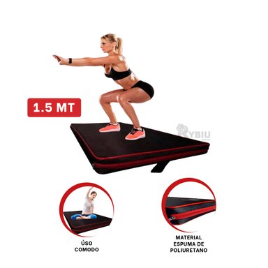 COLCHÓN RYBIU DE30533 COMODO GYM EN L NEGRO Y ROJO + LIGAS REGALO