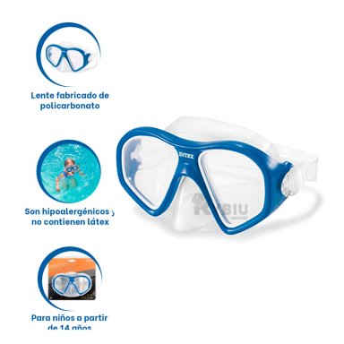 LENTES NATACIÓN RYBIU 55977 AZUL + LIGAS REGALO