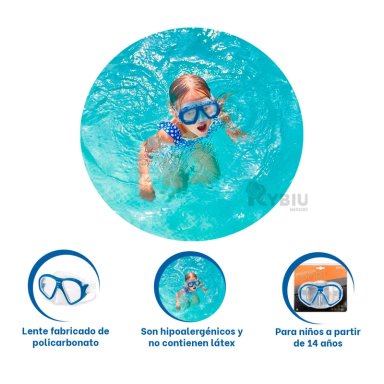 LENTES NATACIÓN RYBIU 55977 Y BUCEAR AZUL + BANDERITAS ADHESIVAS