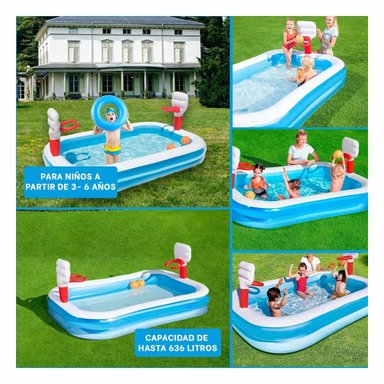 EQUIPO RESISTENTE INFLABLE DE BALONCESTO PARA PISCINA CON ARO Y PELOTA BESTWAY Y+POST IT - 5