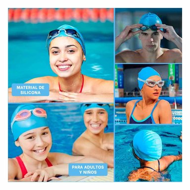 GORRO CABEZA NATACIÓN RYBIU MG-SC-4602 PISCINA CELESTE + POST-IT ADHESIVOS