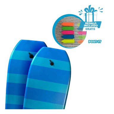 FLOTADOR NATACIÓN RYBIU CHAPOTEAR 42 AZUL RAYAS + BANDERITAS ADHESIVAS