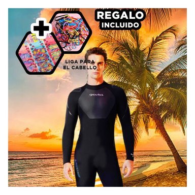 CONJUNTO NATACIÓN HOMBRE RYBIU 61130-M NEGRO MODERNO + REGALO LIGAS PEINAR