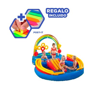 AREA CHAPOTEO INFLABLE RYBIU MULTICOLOR + BANDERITAS ADHESIVAS